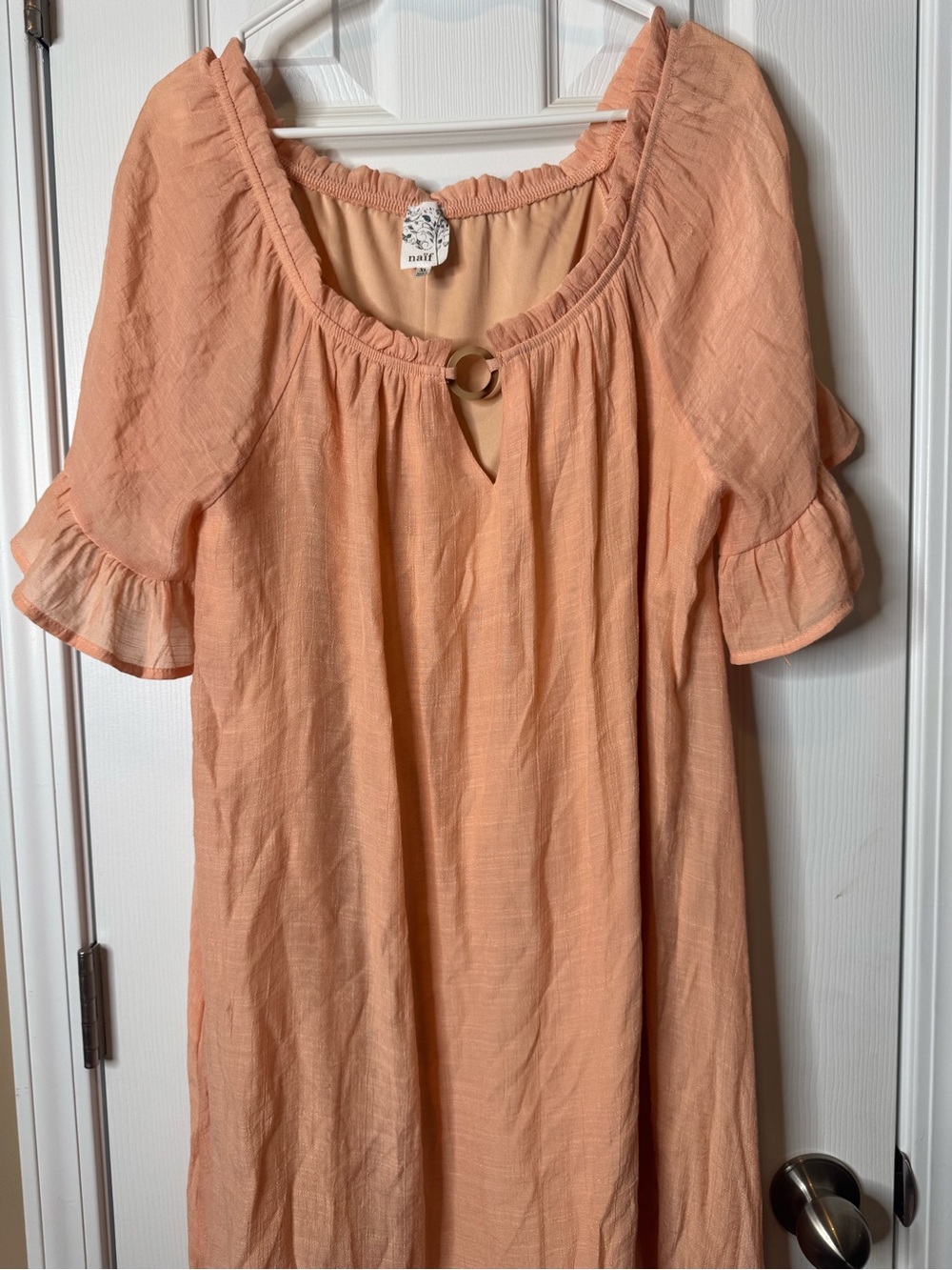 NAIF Peach Ruffle-Sleeve Peasant Tunic